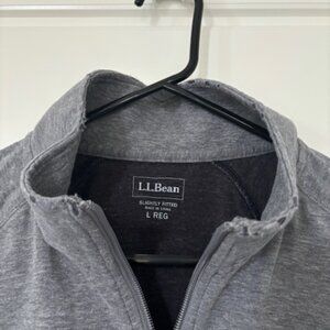 LL Bean Sweater Mens Large Grey Comfort Stretch Pique 1/4 Zip Pullover Casual(L)